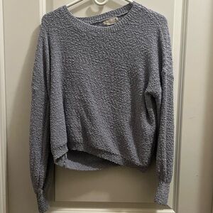 Altar’d State Womens Light Blue Textured Cropped Pullover Sweater Sm/Md